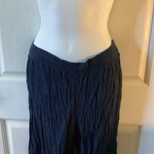 Dark Navy Blue Crinkled Pants